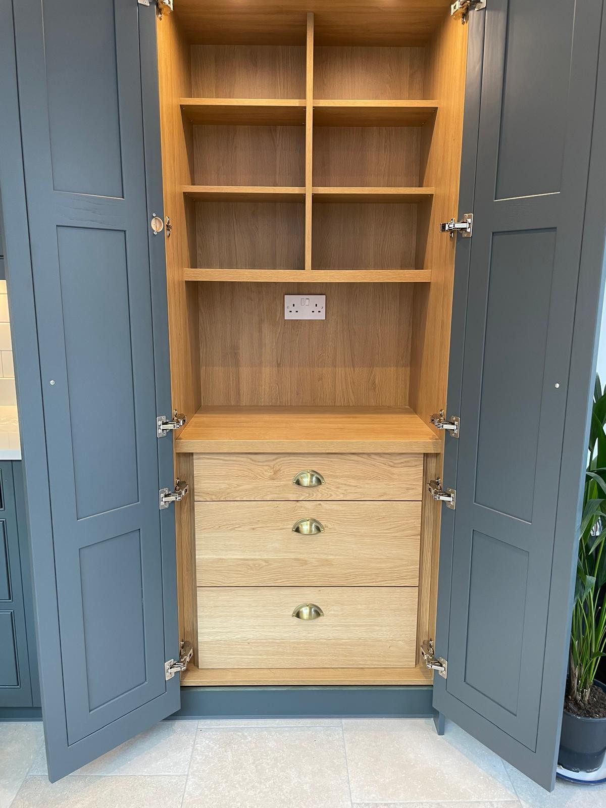 Blue (Old Navy) Burbidge with Grey (Gravel) In-frame Fridge Freezer.
