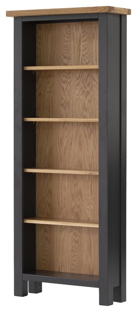 Oak 5-Shelf Bookcase, Blue-Black