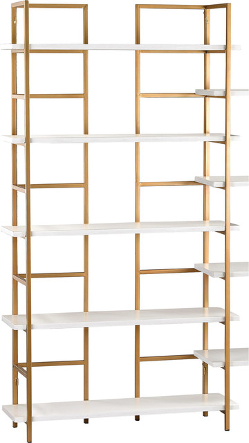 White And Gold Shelving Unit 351 10204 Contemporary Display White And Gold Shelving Unit 351 10204