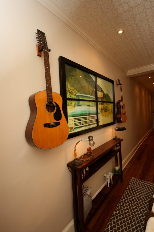 Hallway - rustic hallway idea in New York