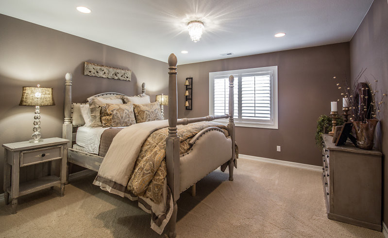 Basement - rustic basement idea in Denver