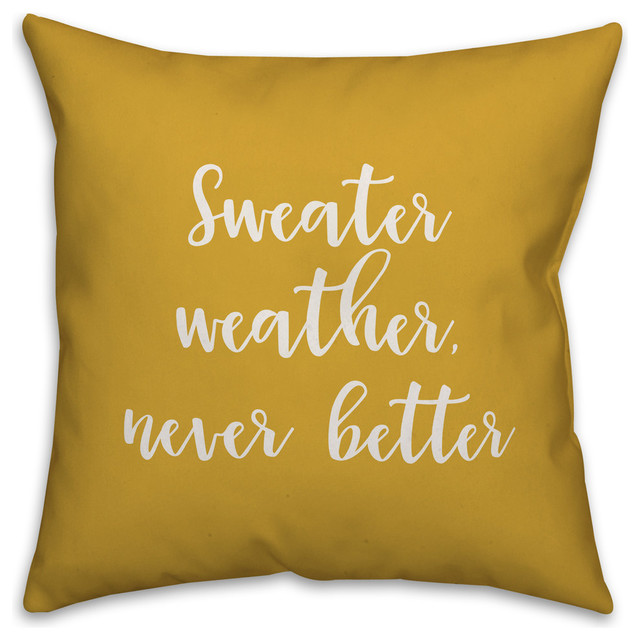 Sweater Weather Never Better In Mustard 18x18 Throw Pillow