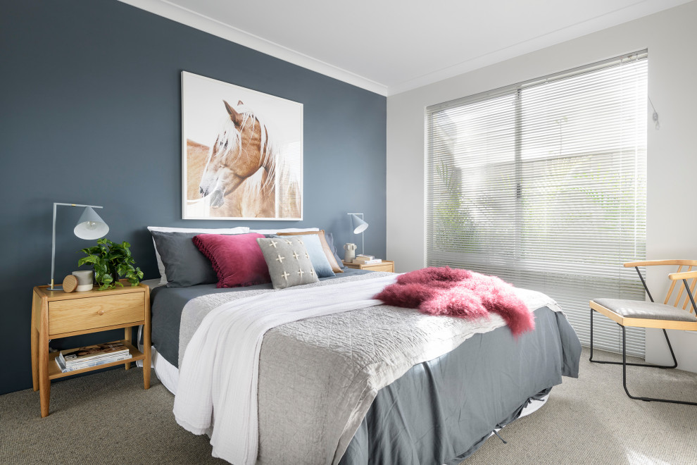 Design ideas for a contemporary bedroom in Perth.