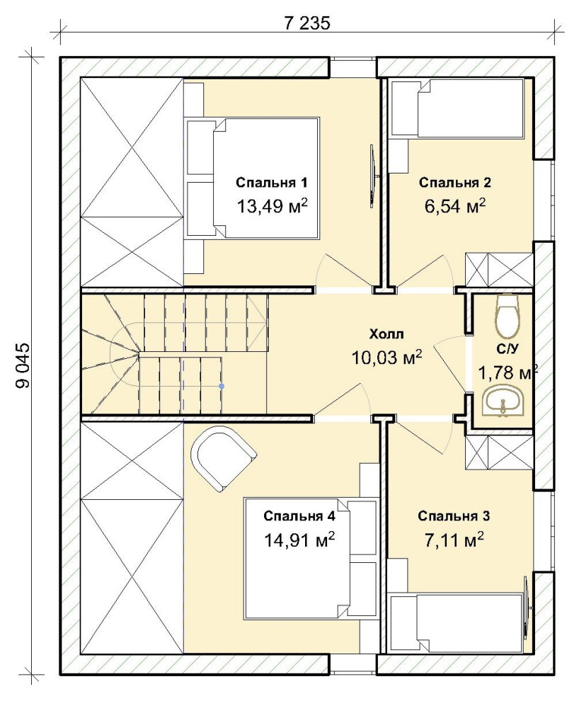 Дачный дом с мансардой 100 метров 7 на 9 м.