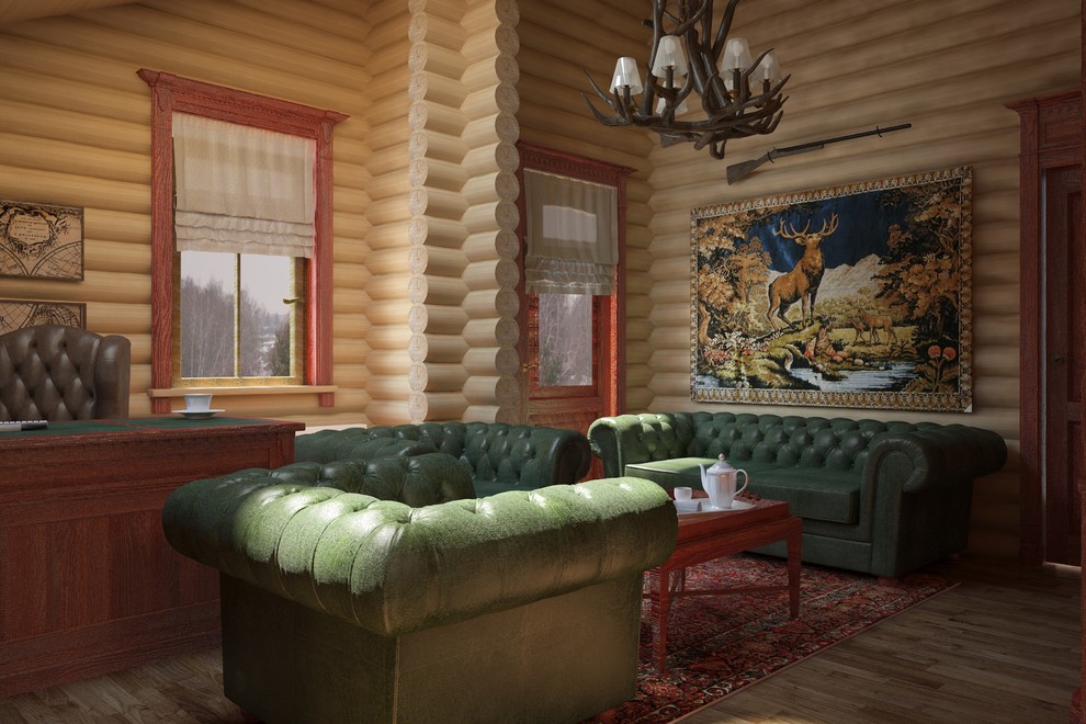 Кабинет в бревенчатом доме