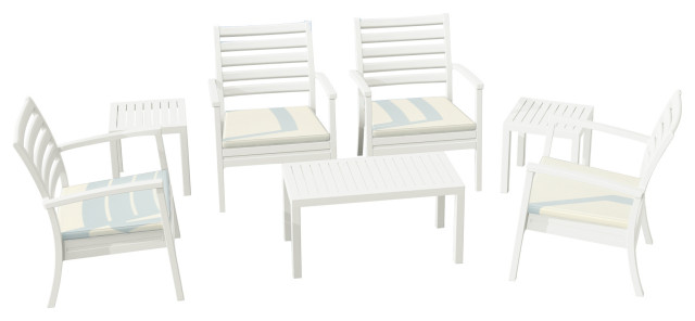 Compamia Artemis XL Club Seating Set 7 Piece With Cushions, White