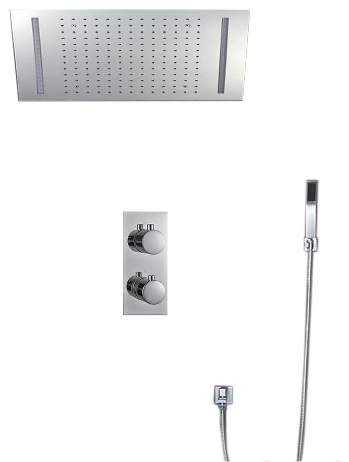 BathSelect 15 "20" Large LED Showers Head With 2 Way Mixer and Hand Shower Contemporary