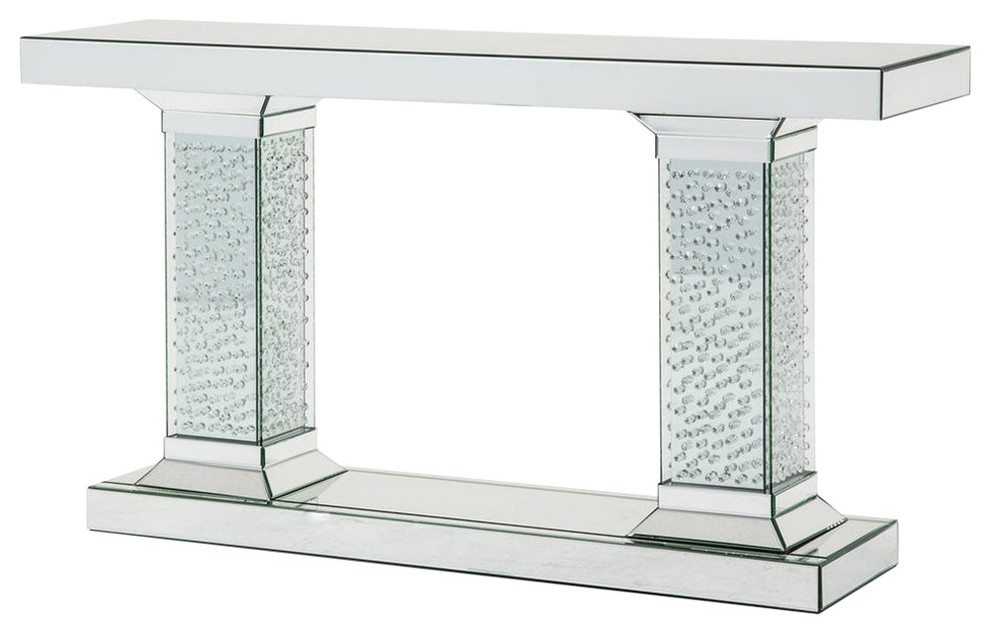 AICO Montreal Mirrored Console Table Crystal Accents