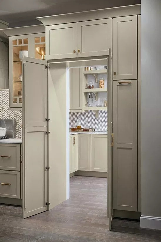 Inspiration for a timeless kitchen remodel in Columbus with recessed-panel cabinets and gray cabinets
