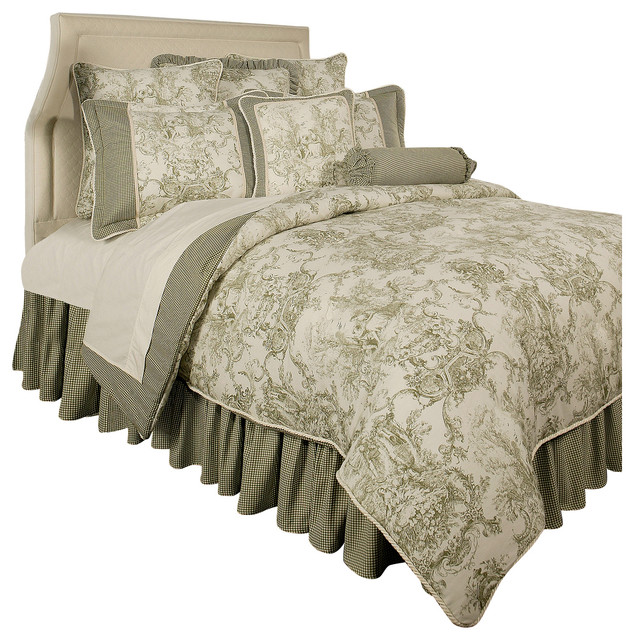 Sherry Kline Country Toile Sage 6 Piece Comforter Set Contemporary Sherry Kline Country Toile Sage 6 Piece Comforter Set