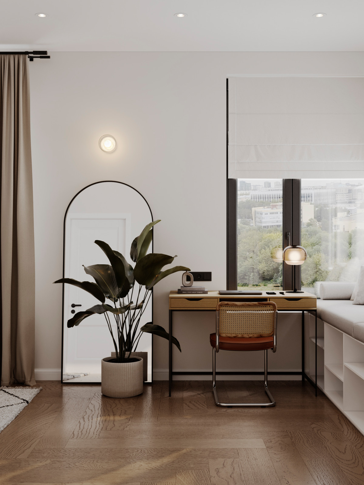 Светлый интерьер с цветовыми акцентами в ЖК Level Стрешнево