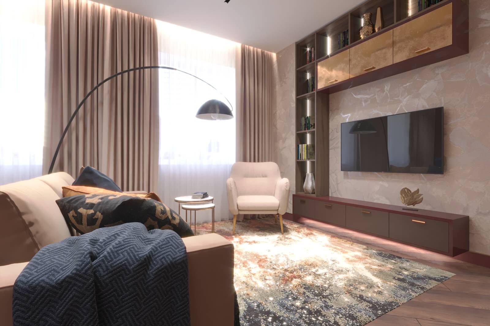 Дизайн-проект интерьера трехкомнатной квартиры.