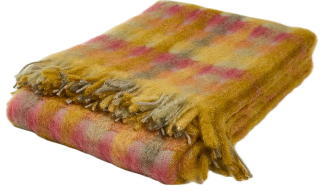 Mustard and Pink Double Sided Mohair Throw - Contemporary - Christmas ...