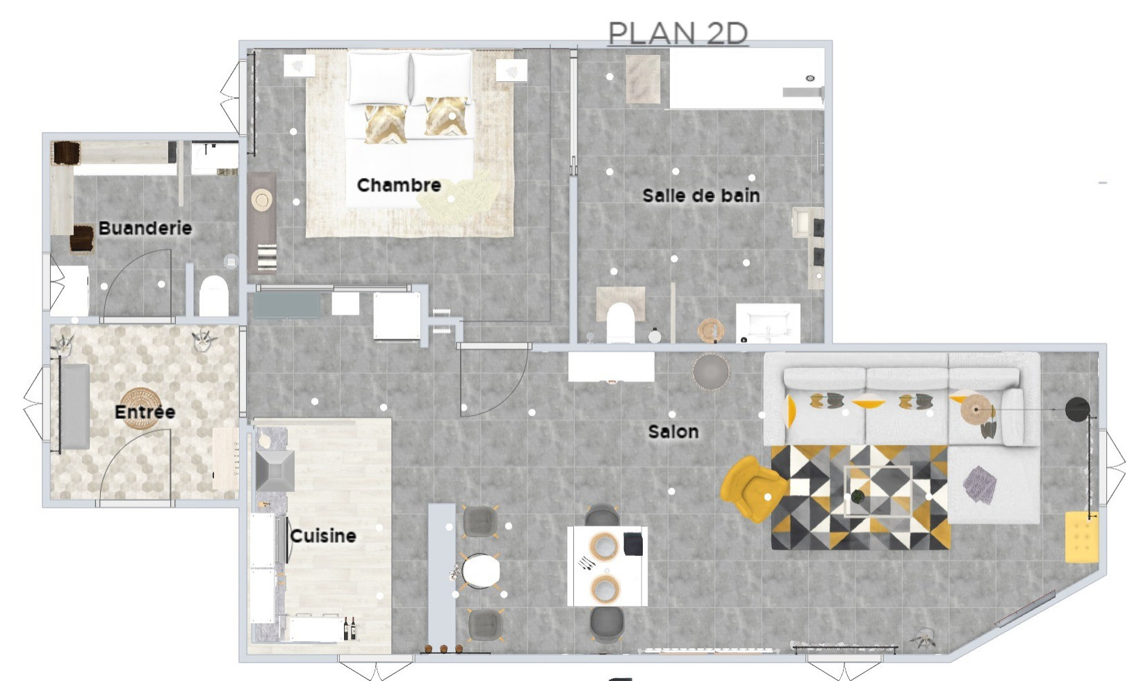 Plan 2D- maison plein pied