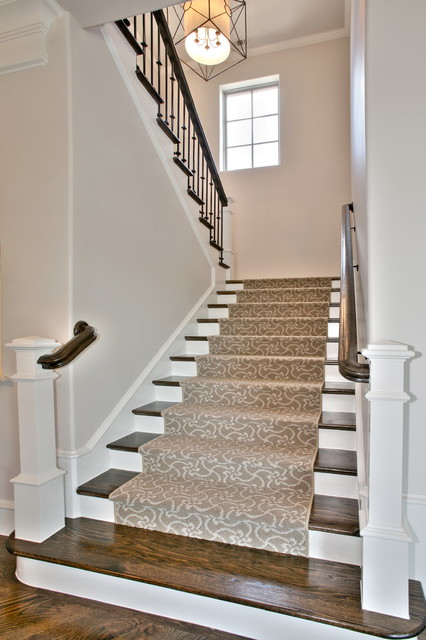 Painted Brick Villa transitional-staircase