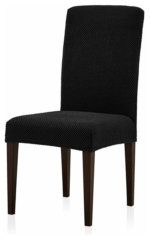 Subrtex Stretch Dining Room Chair Slipcovers, Black, 2pcs