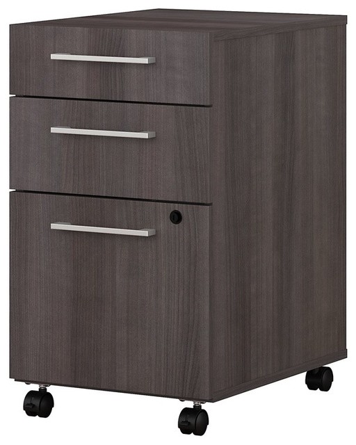 Bush Business 400 Series 3 Drawer Mobile File Cabinet In Storm