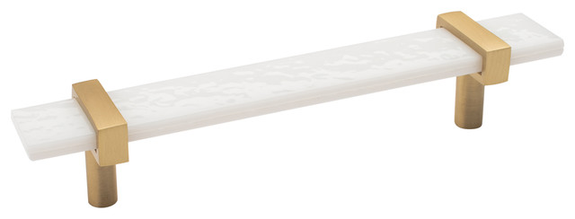 Sietto Adjustable 7 White Glass Bar Pull With Metal Base