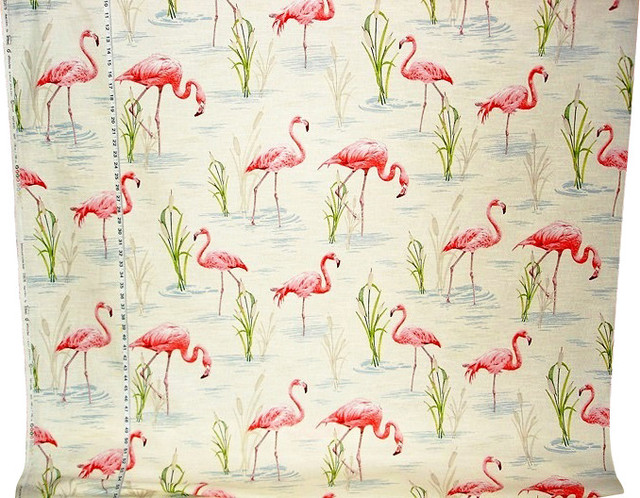 Rideaux Tissu Dekostoff Nature Flamingo Rose 