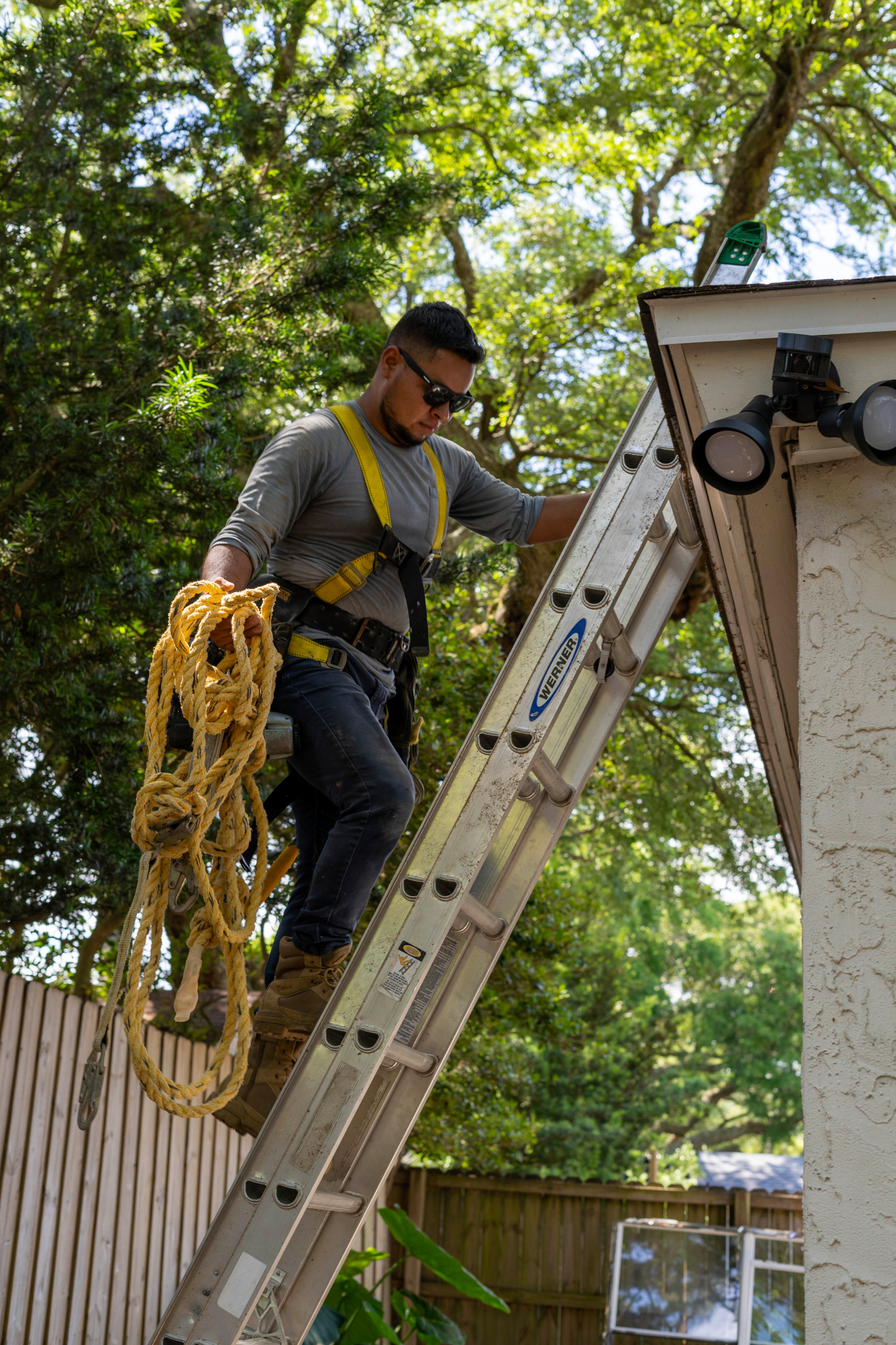 Exterior work from a ladder