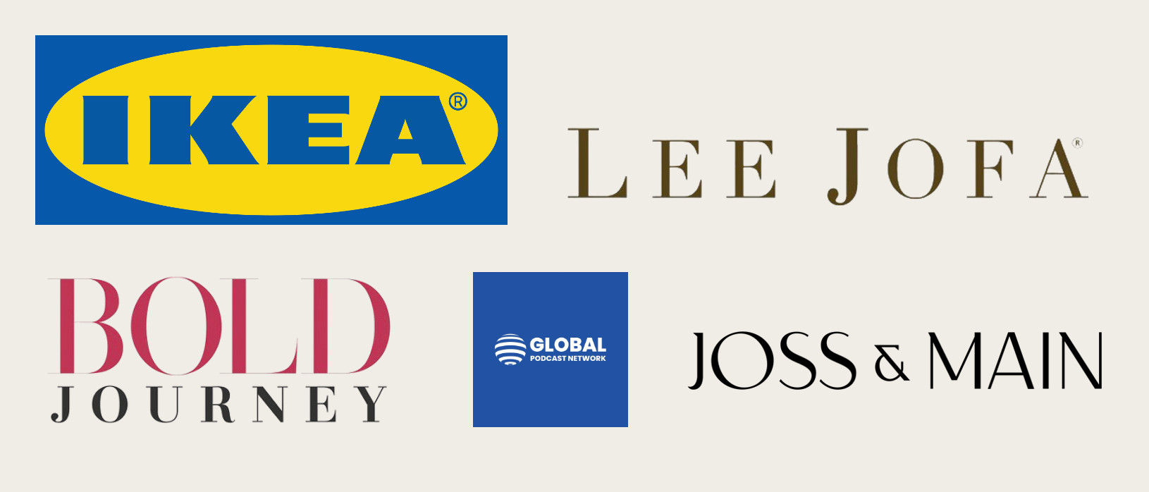 Brand Logos w/ F1EDE6 background