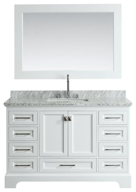 Omega 54 Single Sink Vanity Set White, 54 Inch Wide Vanity Mirror