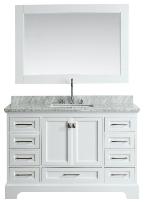 Omega 54 Single Sink Vanity Set White Transitional Bathroom