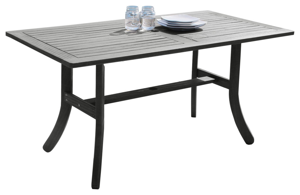Distressed Grey Dining Table with Curved Legs Farmhouse Outdoor