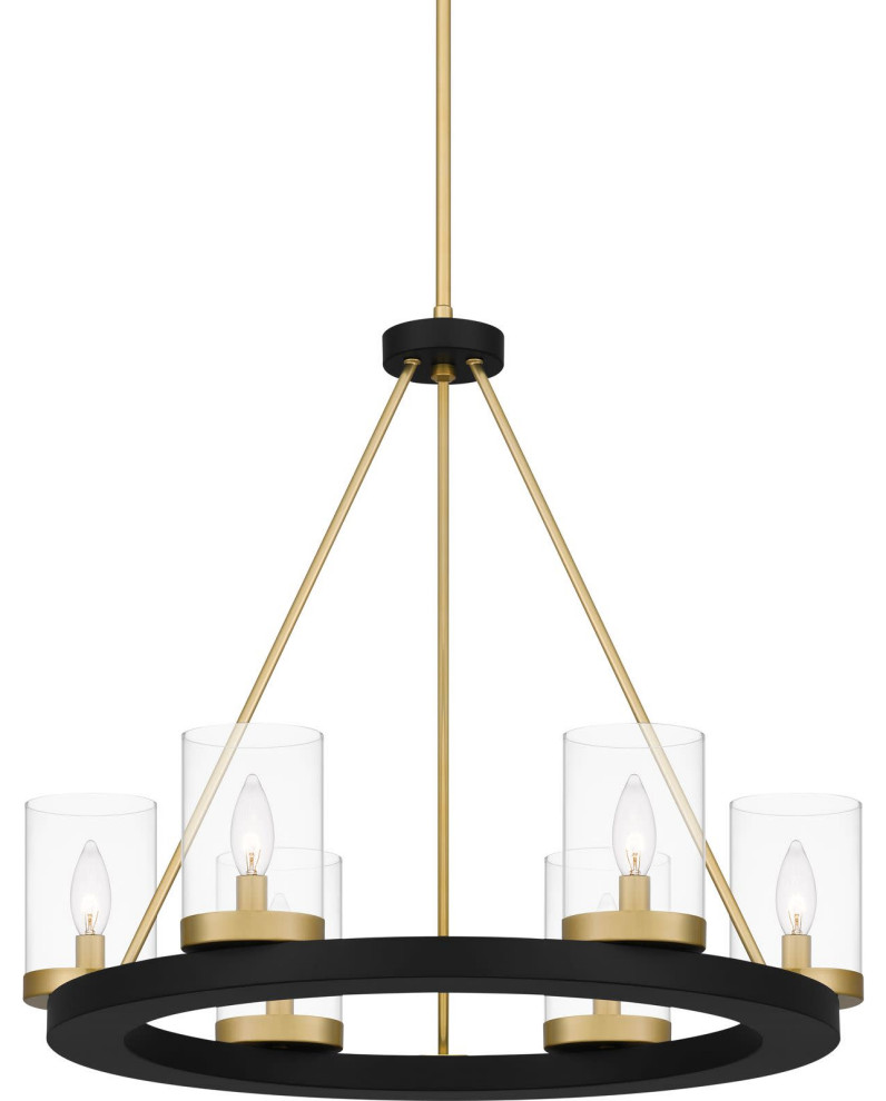 Quoizel GRL5026 6 Light 26"W Pillar Candle Style Chandelier - Matte Black