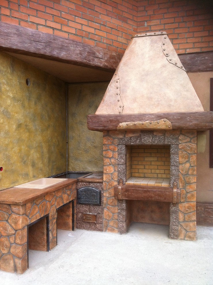 Отделка мангала штампованной штукатуркой