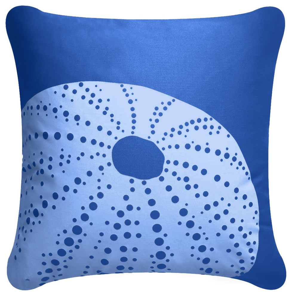 Sea Urchin Eco Coastal Throw Pillow Cover, Marine Blue