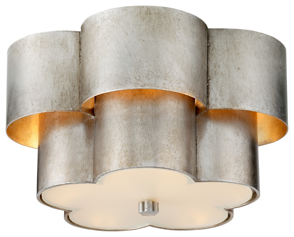 Arabelle Flush Mount in Burnished Silver Leaf with Frosted Acrylic