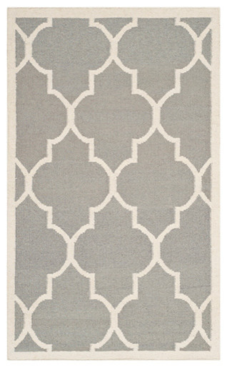 Dhurries Grey and Ivory Rectangular: 5 Ft. x 8 Ft. Rug