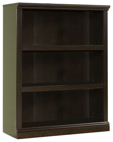 Pemberly Row 3 Shelves Modern Wood Bookcase in Jamocha Wood Black