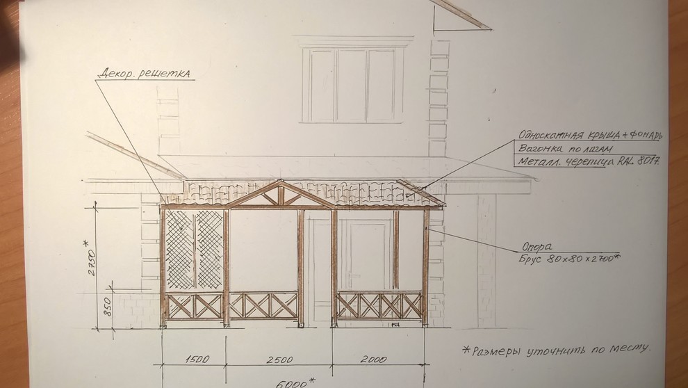 Новывй выход из дома с навесом и беседкой