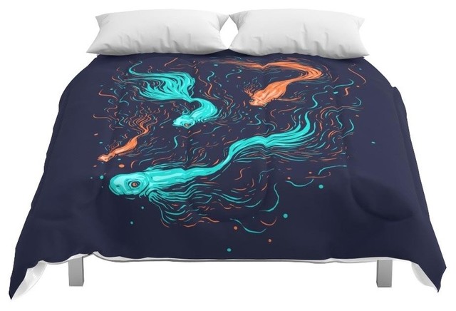Society6 Neon Float Comforter Contemporary Comforters And