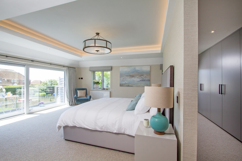 Photo of a beach style bedroom in Sussex.