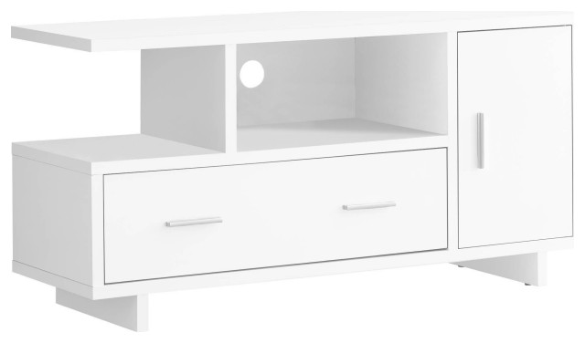 Offex 48"L Contemporary TV Stand with Storage Cubbies - White