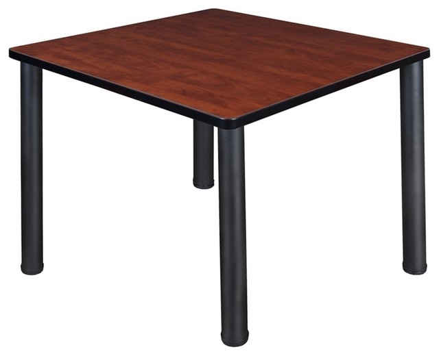 Kee 36" Square Breakroom Table, Cherry/Black