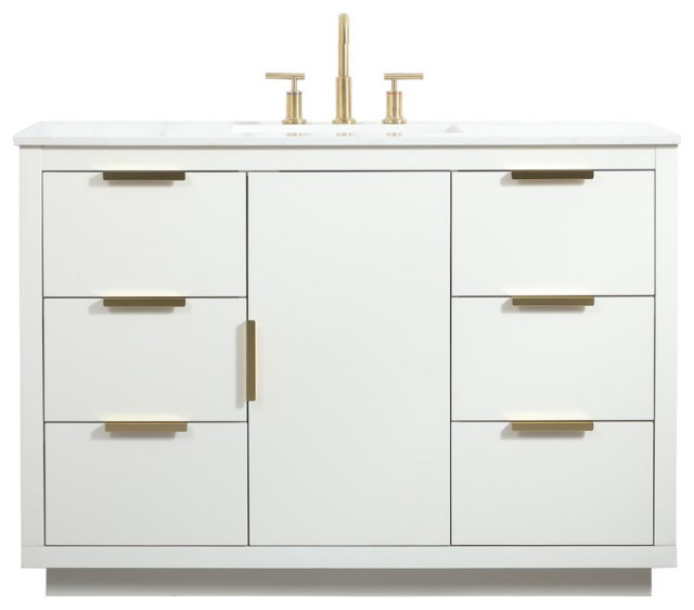 Elegant VF19448WH 48"Single Bathroom Vanity, White - Transitional ...