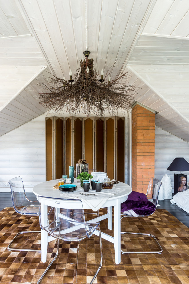 Черно-белая баня с яркими акцентами