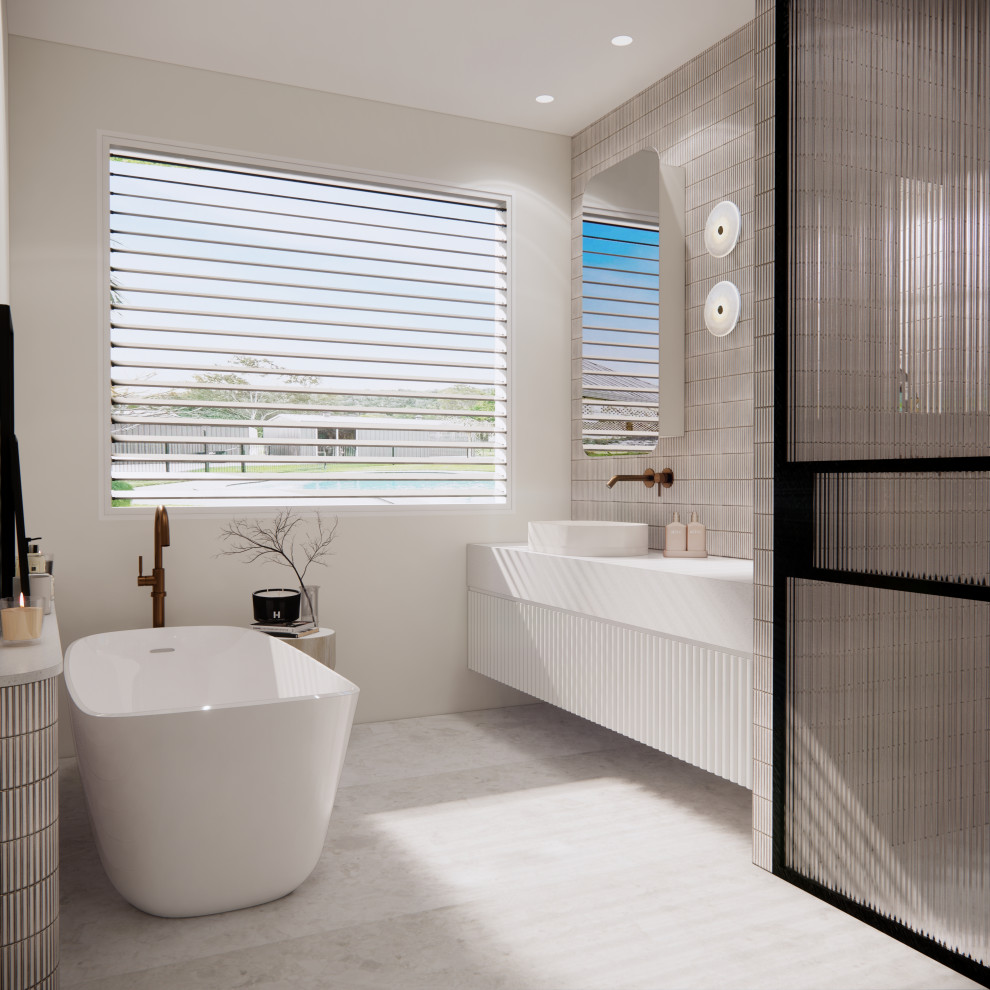 Contemporary bathroom in Brisbane.