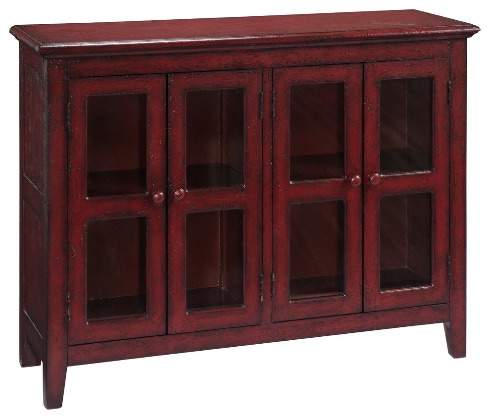 Four Door Credenza Lincoln Court Texture Red Farmhouse