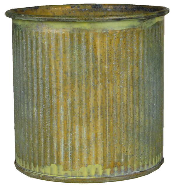 Corrugated Rustic Zinc Cylinder Vase Pot 3 Tall 6 Pieces