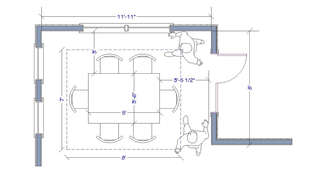 What size dining tables work well in a 12x12 dining room? Round, recta