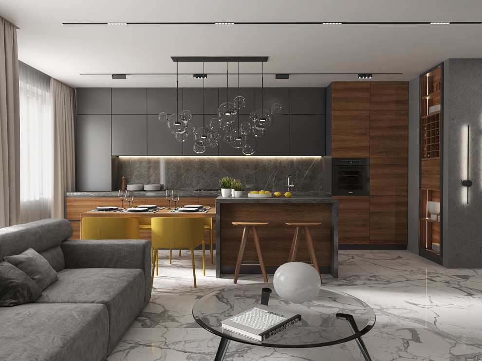 Этюд в теплых тонах: 4-комнатная квартира 106 м2