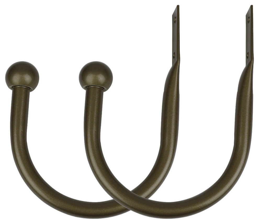 Steel Curtain Holdbacks, Set of 2 Transitional Window Treatment Accessories by Urbanest