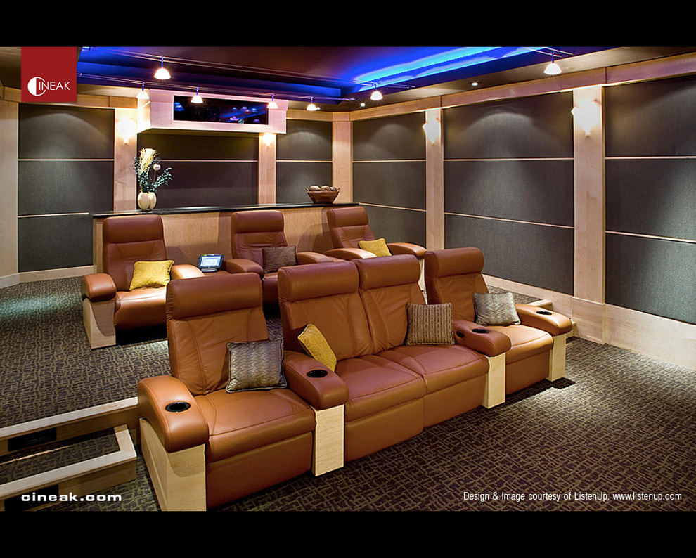 This is an example of a contemporary home theatre in San Francisco.