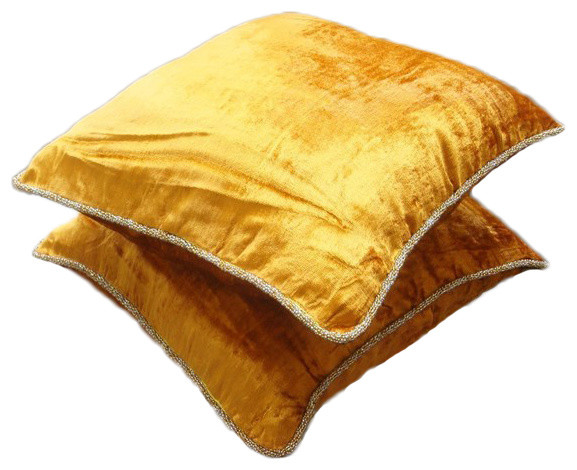 Orange & Yellow Euro Sham Cover Velvet 24x24 Solid Color, Glorious Flame
