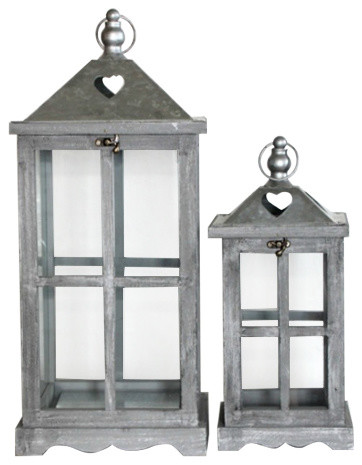 Decorative Wooden Lanterns, Set of 2
